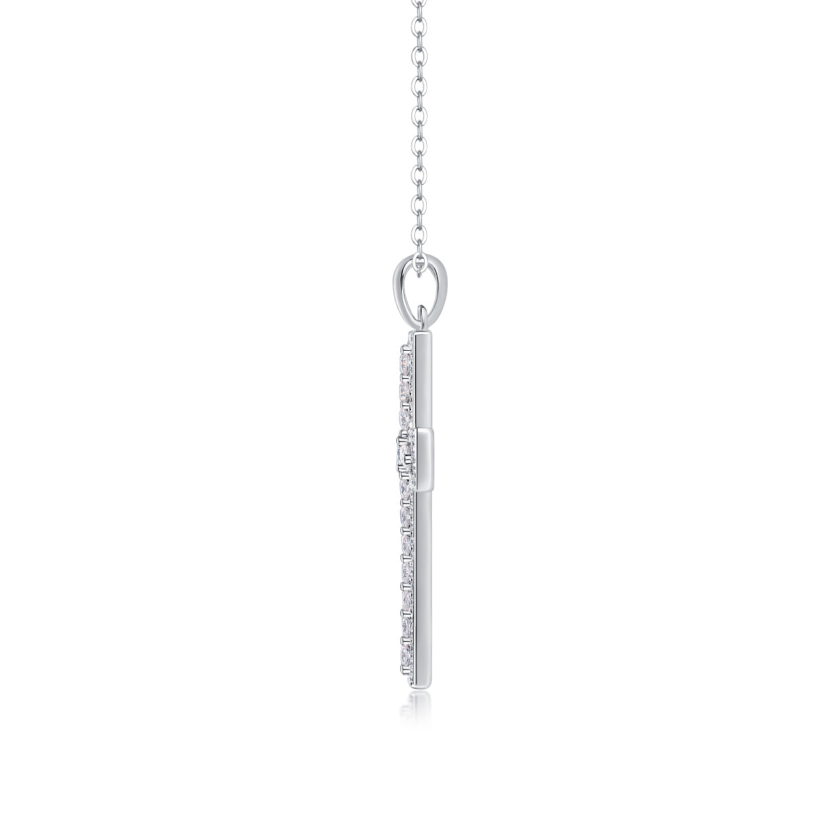 Vinzaa Shelter - Moissanite Cross Pendant Necklace in Platinum-Plated S925 Silver