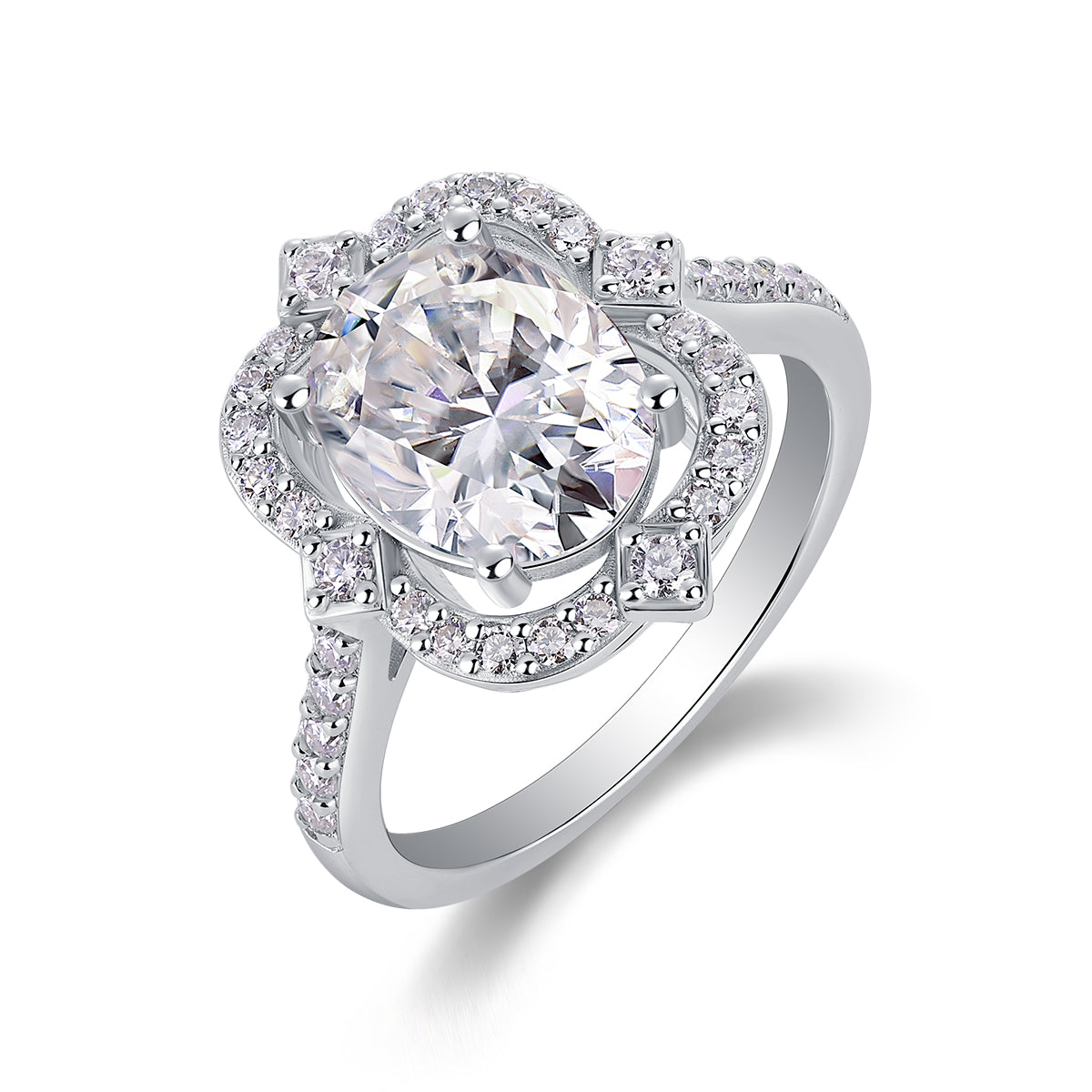 Vinzaa Camellia - Moissanite Ring in Gold-Plated S925 Sterling Silver