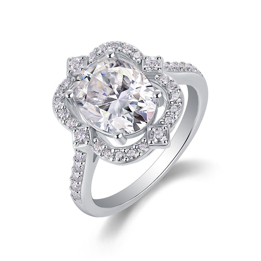 Vinzaa Camellia - Moissanite Ring in Gold-Plated S925 Sterling Silver