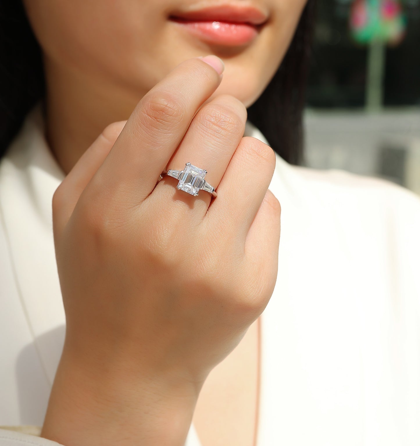Vinzaa Starry Sky Mirror - Octagon Cut Moissanite Ring in S925 Sterling Silver