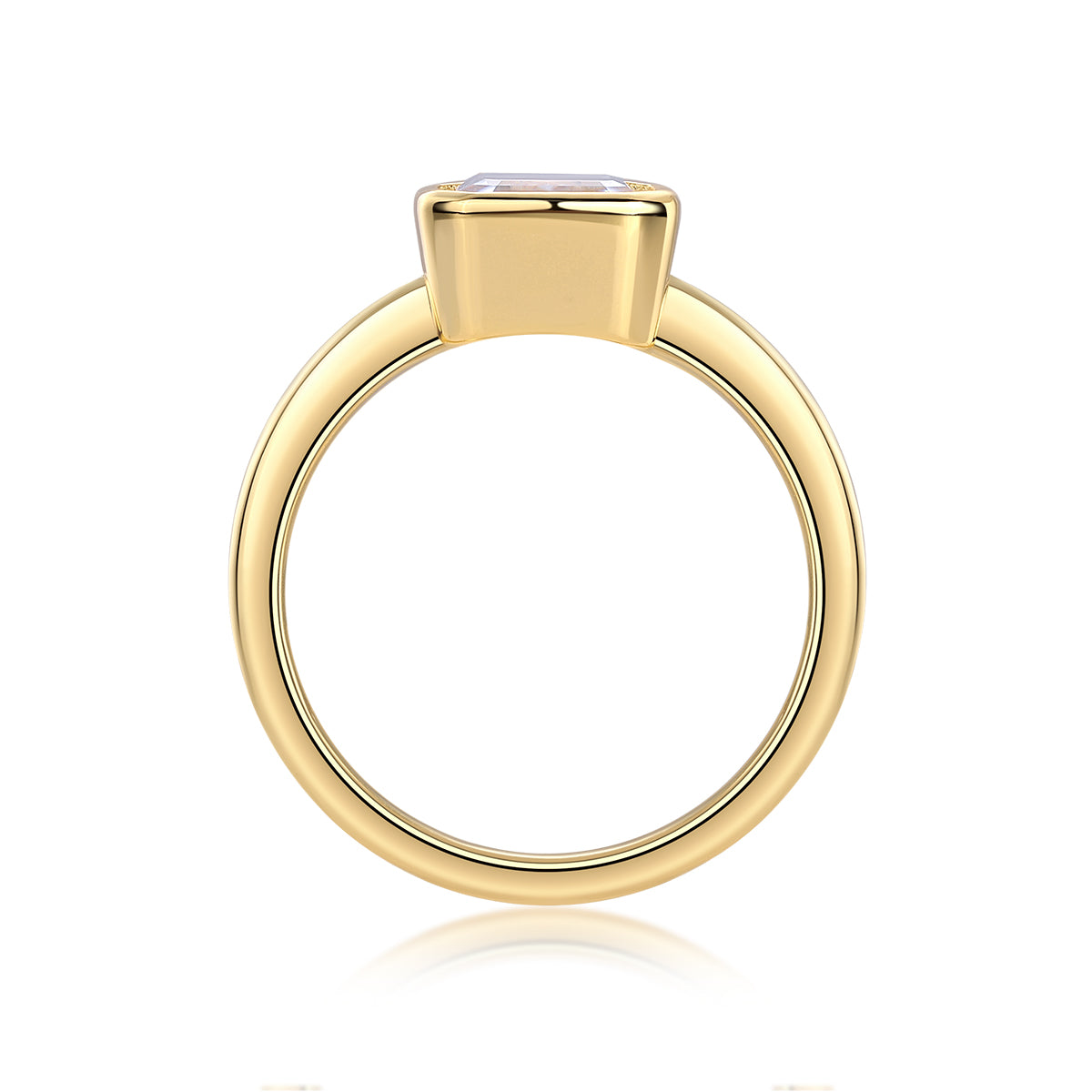 Vinzaa Pagoda - 7x9mm Octagon Moissanite Bezel Ring in Gold-Plated S925 Silver