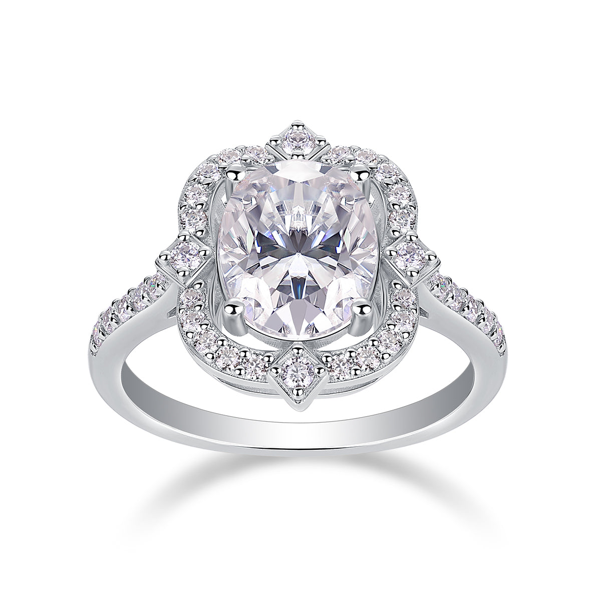 Vinzaa Camellia - Moissanite Ring in Gold-Plated S925 Sterling Silver